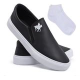 Tênis Slip On Casual Sapatênis Iate Sem Cadarço Polo Meia