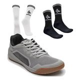 Tenis Sola Reta Borracha Cross Everlast Range 2 Pares Meias