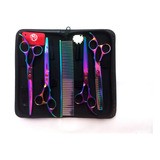 Teoura Pet De Tosa Kit De 4 Tesouras E 1 Pente Color Tubarao