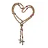 Terço Casal Madeira Coração 8mm Metal Ouro Velho
