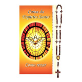 Terço Católico Coroa Espírito Santo Madeira Folheto Religios Cor Marrom