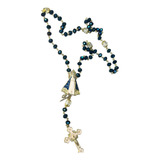 Terço Católico Em Cristal Elos Dourados Nossa Senhora