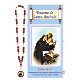 Terço Católico Trezena Santo Antônio Madeira Folheto Rezar Cor Marrom
