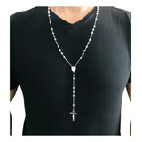 Terço Religioso Masculino Bolinha 5mm Rosário De Prata 925