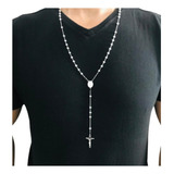 Terço Rosário Religioso Oração Bolinha Prata 925 Masculino