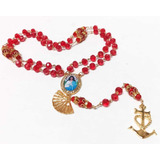 Terço Santa Sara Kali Cristais 8mm Vermelho dourado