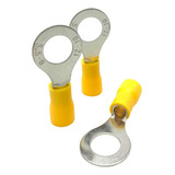 Terminal Olhal Pré Isolado Amarelo 4 À 6mm M8 100 Peças