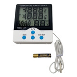 Termo Higrômetro Digital Com Sensor Externo E Relógio Htc-2a