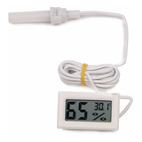 Termo higrômetro Digital Com Sonda Na Cor Branca com Pilhas