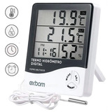 Termo Higrômetro Digital Sensor Externo Interno Medidor De Temperatura Umidade Ar E Relógio Digital