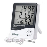 Termo Higrômetro Digital Temperatura Umidade Relógio Int ext