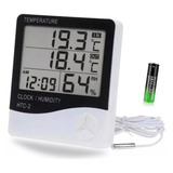 Termo Higrômetro Medidor Temperatura Umidade Relógio Digital
