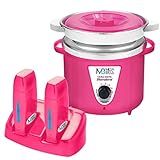 Termocera Panela Depilação 900g C Refil Base Dupla C 2 Rollon Toda Rosa Mega Bell