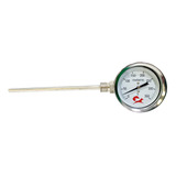 Termômetro 350 Lateral Aço Inox Haste 20cm Visor 3pol Forno