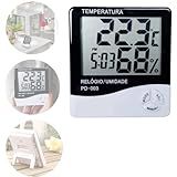 Termômetro Relógio Digital Higrometro Medidor De Temperatura Umidade Alarme