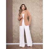 Terno Blazer Feminino Tecido Alfataria Com Bolso E Bota