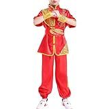 Terno Infantil De Kung Fu Dragão Chinês Tai Chi Uniforme Tradicional Leão Dança Roupas Artes Marciais Asa Chun Fantasia 08 Dragão Vermelho Altura 140 Cm 