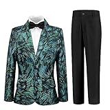 Terno Infantil Formal De Casamento Formatura Smoking Para Adolescentes Meninos Jacquard 3 Peças Blazer E Calça Com Gravata Borboleta Verde 8
