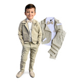 Terno Infantil Luxo Completo Blazer Camisa Calça Gravata