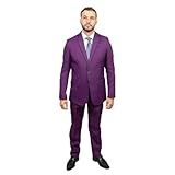 Terno Masculino Conjunto Completo Paletó Blazer Calça Social BR Numérico 50 Regular Regular Roxo 