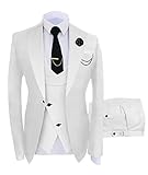 Terno Masculino De 3 Peças Para Formatura Smoking Formal Negócios Casamento Padrinhos Blazer E Calça Branco Medium