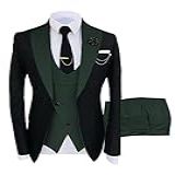 Terno Masculino Formal De 3 Peças Liso Smoking Para Formatura Negócios Formal Lapela Notch Verde Caça XXG