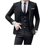 Terno Slim Masculino Kit Completo Executivo Calça Blazer Colete BR Numérico 52 Regular Regular Preto 