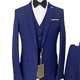 Ternos Masculinos Slim Fit Blazer De Casamento Vestido De Um Botão Terno Esportivo De Negócios 3 Peças Azul 1 P 46 30 