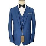 Ternos Masculinos Slim Fit Blazer De Casamento Vestido De Um Botão Terno Esportivo De Negócios 3 Peças Azul 2 P 46 30 