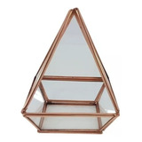 Terrário Pirâmide Grande De Cobre Artesanal De Vidro 15x13cm