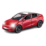 Tesla Model Y Carrinho Som E Luz Abre Portas Coleção 1 24