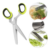 Tesoura 5 Lâminas Cozinha Cortar Picar Tempero Erva Salada