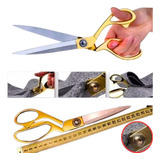 Tesoura Alfaiate 24cm Costureira Profissional Tecido Dourada