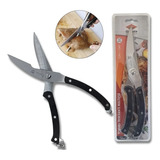 Tesoura Cortar Trinchar Ave Frango Carne Peixe Inox Corneta