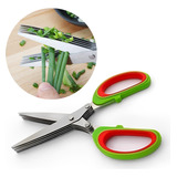 Tesoura Cozinha Com 5 Lâminas Para Cortar Saladas E Ervas
