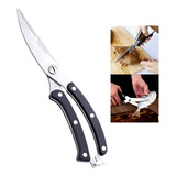 Tesoura De Cozinha Corta Osso De Frango Peixe Multifucional Cor Preto