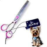 Tesoura Pet barbearia Semidentada 6 5 Pol Banho E Tosa
