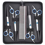 Tesoura Pet Cabelereiro Fio Navalha Kit 5 Peças 7 Polegadas