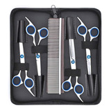 Tesoura Pet Cabelereiro Fio Navalha Kit 5 Peças 7 Polegadas