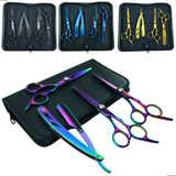 Tesoura Profissional Cabeleireiro Barbeiro Fio Navalha Kit