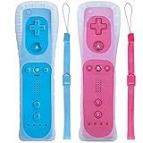 Tevodo Controle Remoto Wii Pacote Com 2 Controles Sem Fio Compatíveis Com Wii Wii U Azul E Rosa 