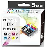 Tg Imaging Cartucho De Tinta Compatível Com Pgi270 Cli271 Para Impressora Canon Pgi270xl Cli271xl 270 271 Para Pixma Mg5720 Mg5722 Mg6820 Mg6821 Mg6822 Ts5020 Ts6020 Ts8020 Ts9020 Mg772 Pacote Com 5