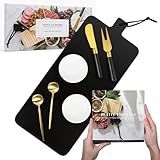 The Bamboo Abode Conjunto De Tábua De Queijo Preto De 7 Peças Com Acessórios De Charcutaria Presentes Para Mulheres Presente De Aquecimento De Casa
