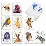 The Best Card Company 20 Cartões Sortidos De Agradecimento Com Envelopes 10 X 13 Cm Wildlife Splash AM2954TYG B2x10