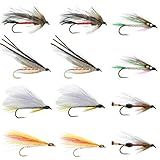 The Fly Fishing Place Coleção Classic Streamers Fly Fishing Flies - Variedade De 12 Moscas De Trutas Molhadas Moscas - Tamanho Do Gancho 4