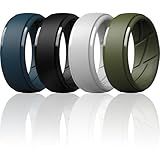 ThunderFit Anéis Masculinos De Silicone Com 10-5 - 11 -20-60mm-- Pacote U- Preto Carvão- Azul Escuro- Branco Puro- Verde Oliva- Respirável- Sem Pedra Preciosa