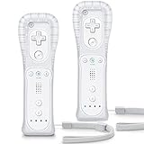 TIANHOO Controle Wii Pacote Com 2  Controle Remoto Wii  Com Capa De Silicone E Alça De Pulso  Controle Remoto Para Wii Wii U  Branco