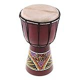 Tianzo 6in Djembe Africano Tambor De Madeira Maciça Esculpida à Mão Instrumento Musical Tradicional Africano