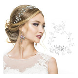 Tiara Arranjo Cabelo Noiva Pérola Fio Strass Cristal Pratead