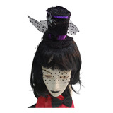 Tiara Cartola Preta Véu Fantasia Viúva Negra Halloween